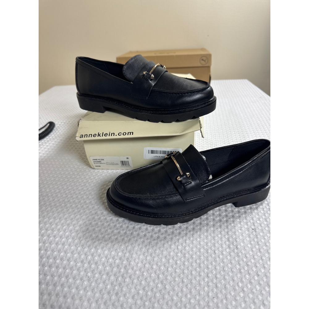 Anne Klein Loafers Womens 6 Akemme Black Bit Detail Lug Sole NIB